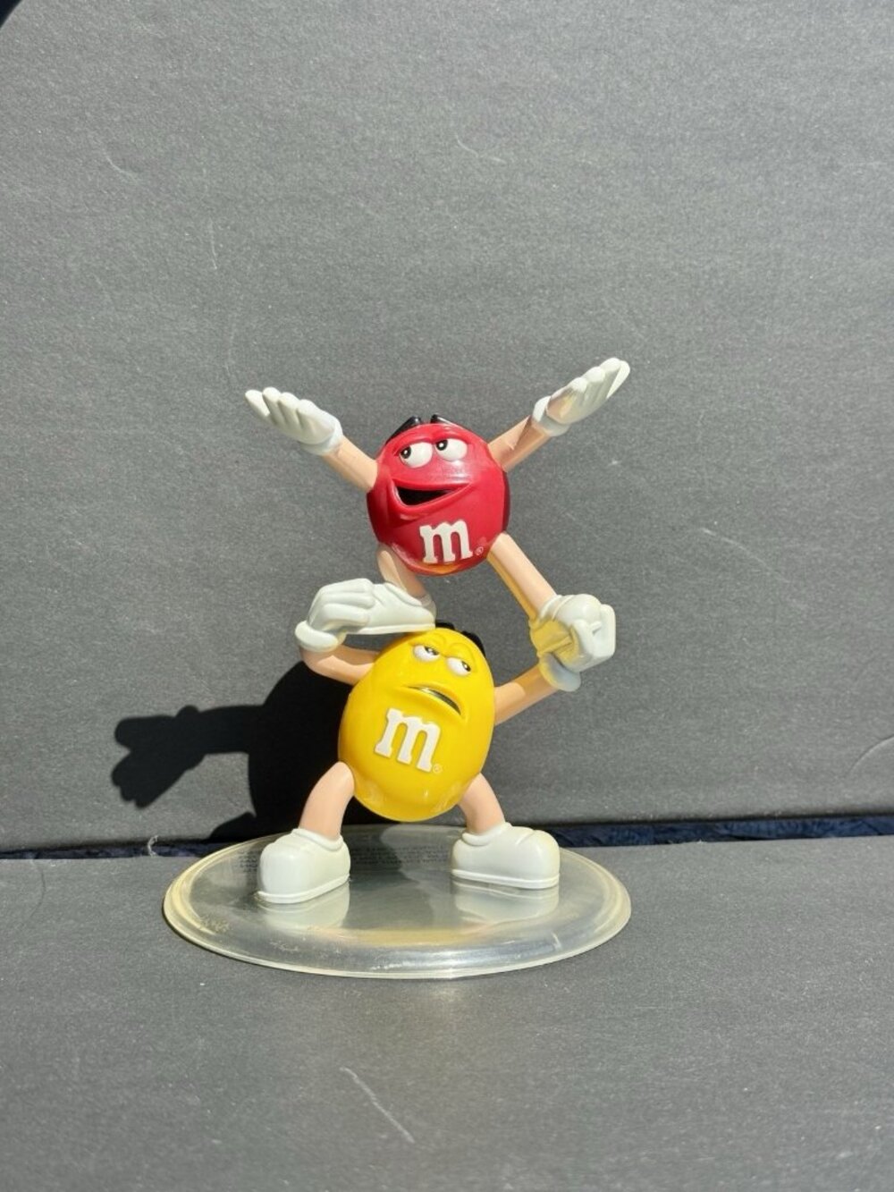 M&M's Red and Yellow Standing Candy Plastic Figure 6” Tall Base by Mars Vintage